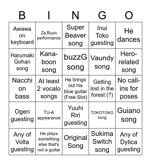 Inami Rai 3D Bingo Card
