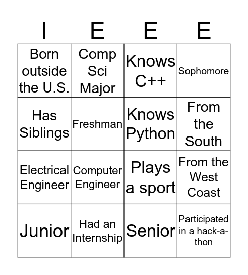 IEEE Bingo Card