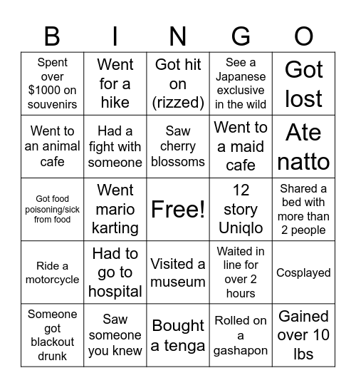 Bendon Bingo Card