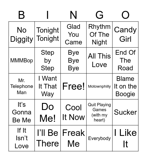 Boy-Bands.   #2 Bingo Card