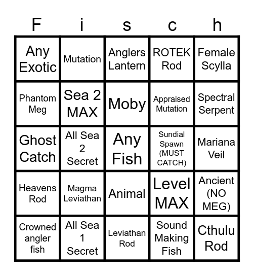 Fisch Bingo Card