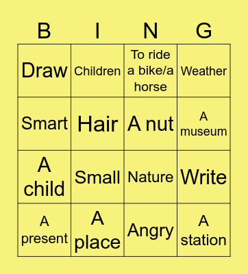 New words! Bingo Card