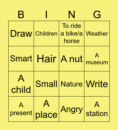 New words! Bingo Card