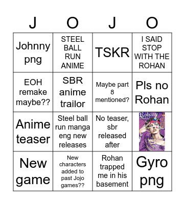 JOJO DAY BINGO/PREDICTIONS Bingo Card