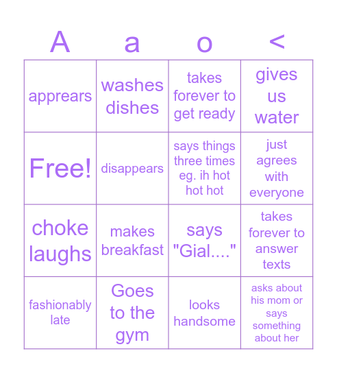 Wonder Weekend Bingo Card