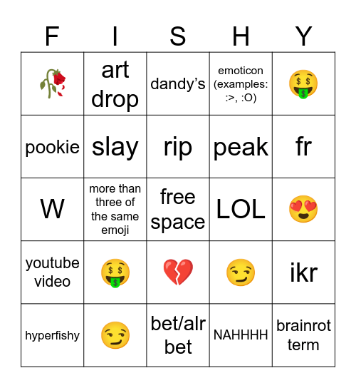 Fishy Bingo Card