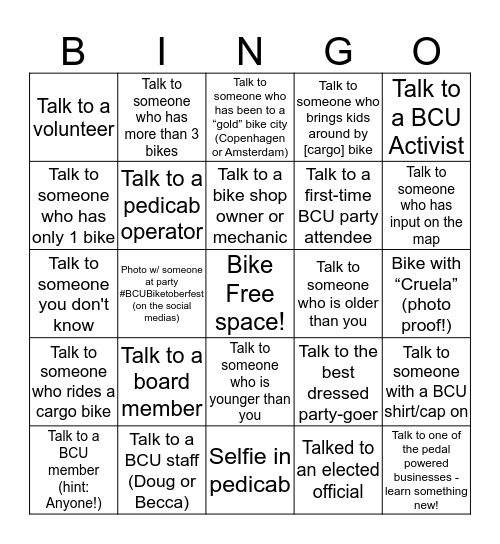 #BCUBiketoberfest Bingo Card