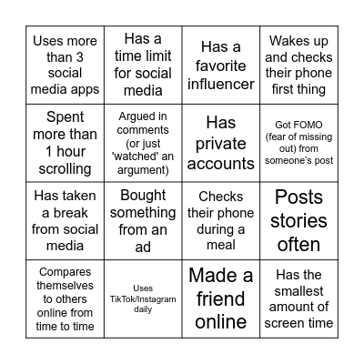 Find someone who... Bingo Card