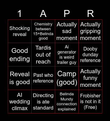 Robot Revolution Bingo Card