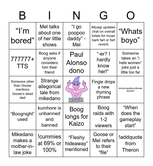 this is a secret one for wiz <3 Bingo Card
