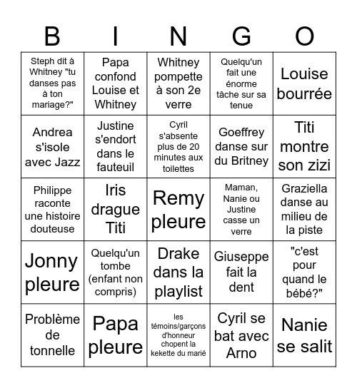 Marriage Chouchou et Poulycrock Bingo Card