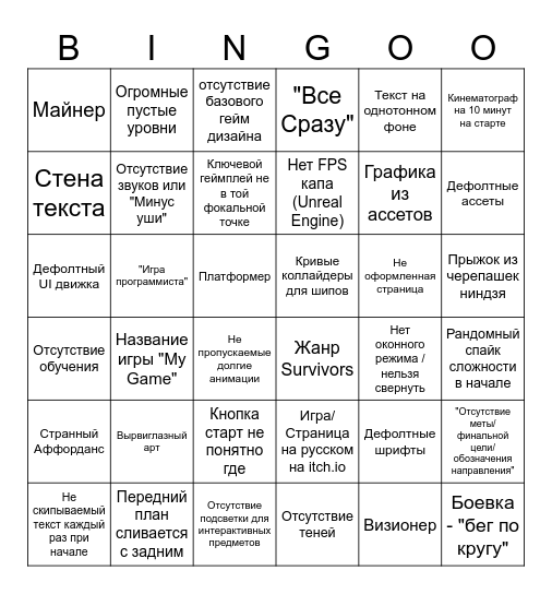 БИНГО ИГР НА СТРИМАХ Bingo Card