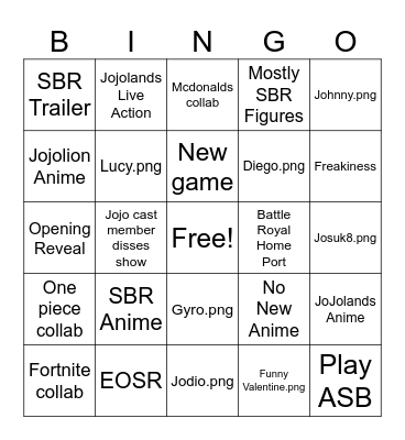 Jojo day Bingo Card