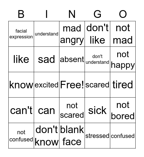 Expressions & NMS Bingo Card