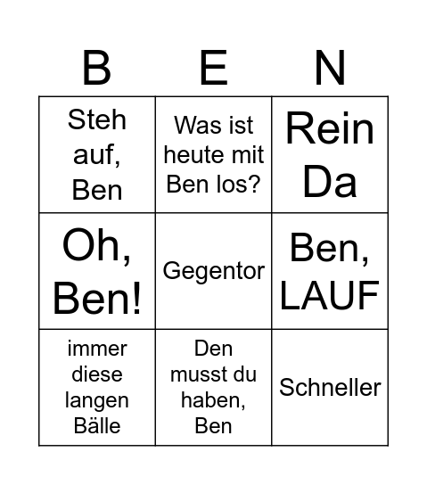 Ben Opoku Bingo Card