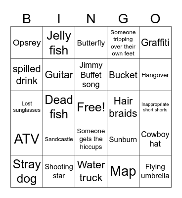 Beach Bingo Card