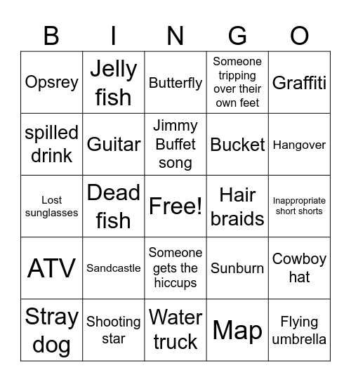 Beach Bingo Card