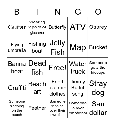 Beach Bingo Card