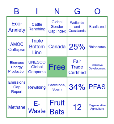 Sustaina-BINGO Card