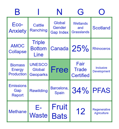 Sustaina-BINGO Card