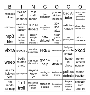 Mathcord Bingo 2025 Bingo Card
