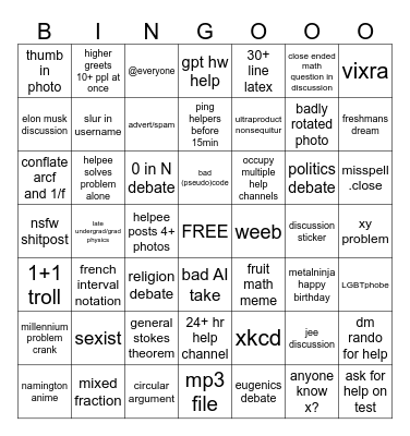 Mathcord Bingo 2025 Bingo Card