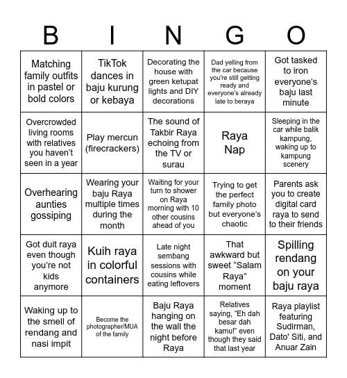 BINGO RAYA CORE! Bingo Card