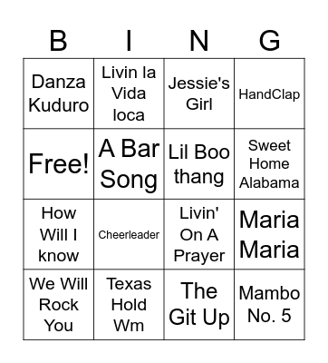 Music Bingo Card