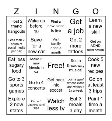 Andrea Bingo Card