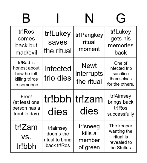 The Realm SMP Ritual Day Bingo Card