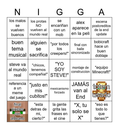 MINECRAFT Bingo Card