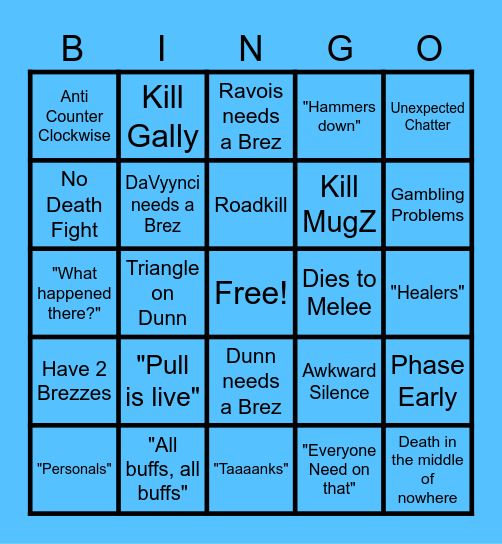 DDT Raid Bingo Card
