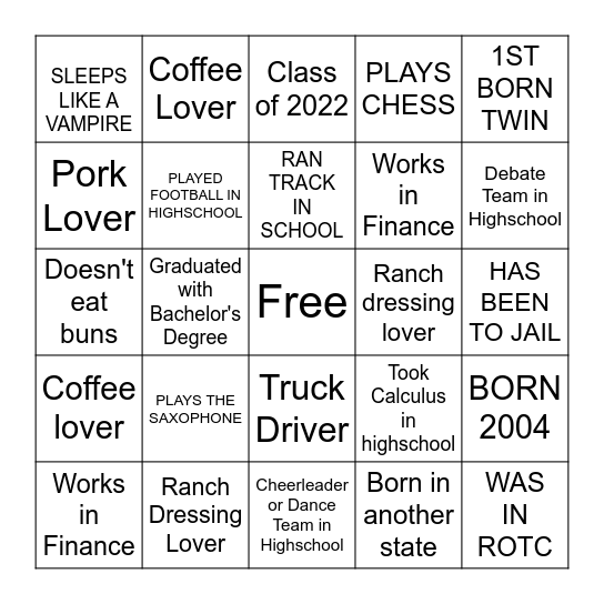 Happy 21st Birthday Bingo Card