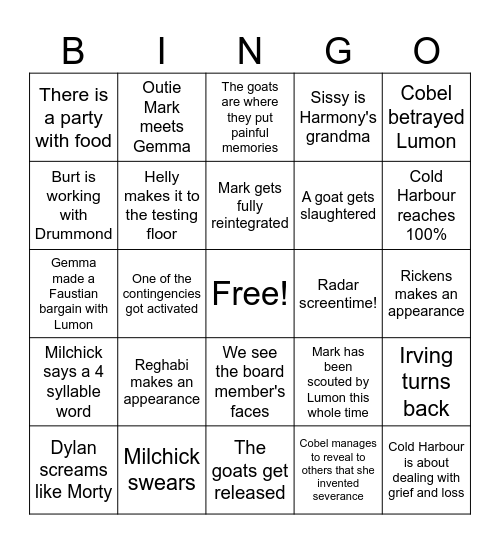 Severance Bingooo Bingo Card