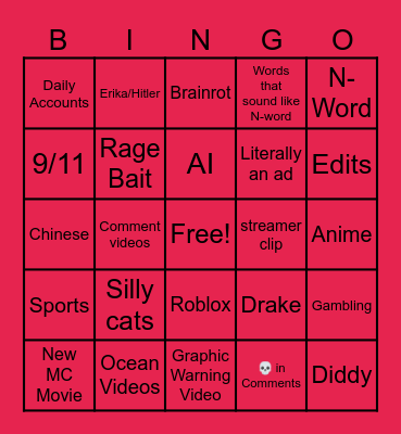 Insta Reels Bingo Card