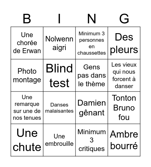 Bingo anniversaires Bingo Card