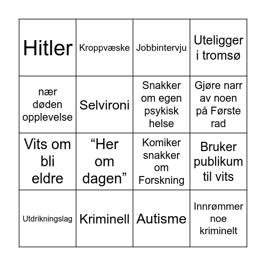 LATTERLIG BINGO! Bingo Card