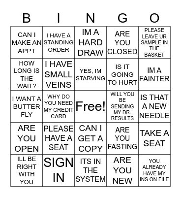 LABCORP Bingo Card