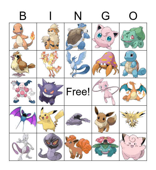 Pokemon Bingo Card