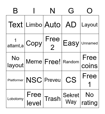 Recent Tab Bingo Card