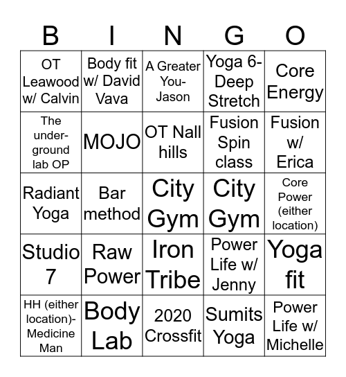 ivivva Bingo Blackout Bingo Card