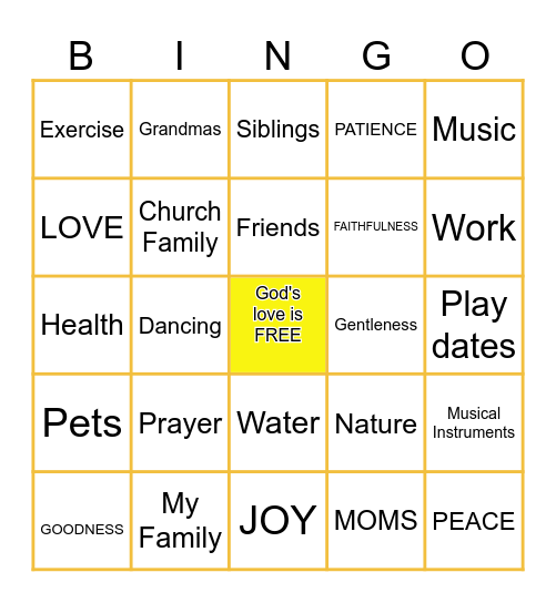 COUNT YOUR MANY BLESSINGS Bingo Card