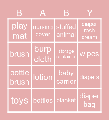 Baby Bingo Card