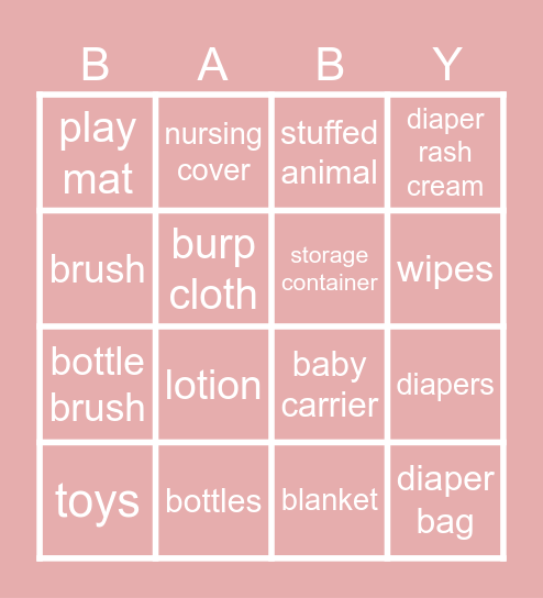 Baby Bingo Card