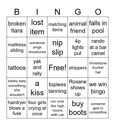 Bachelorette Bingo Card