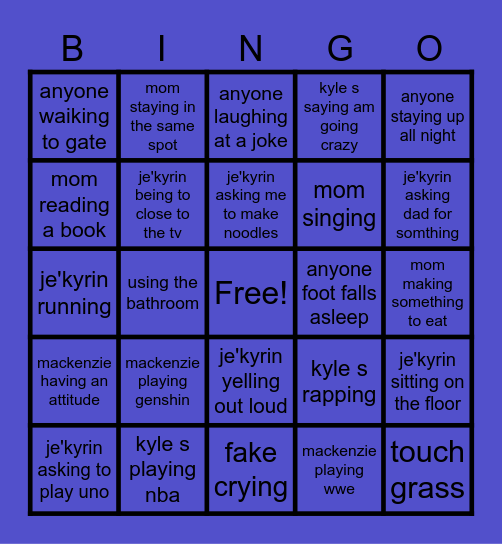 KYLE D Bingo Card