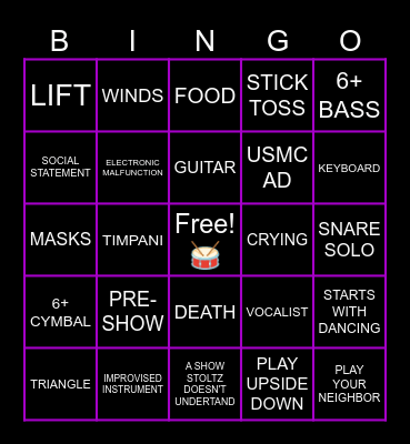 WGI PERC FINALS 2025 Bingo Card