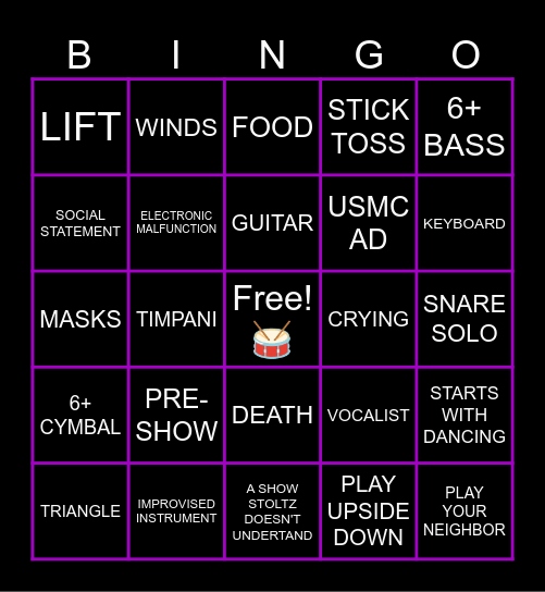 WGI PERC FINALS 2025 Bingo Card