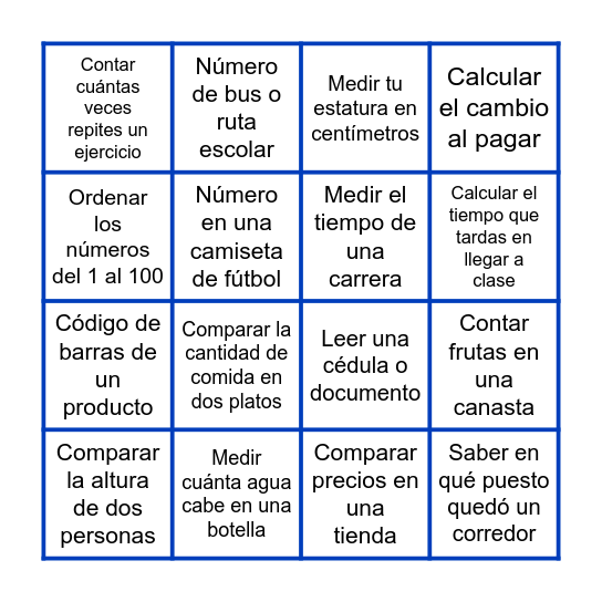El uso de número Bingo Card