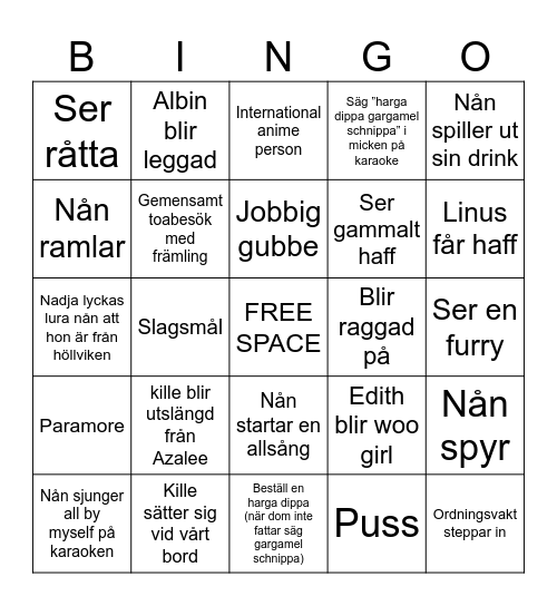Bibgo Bingo Card